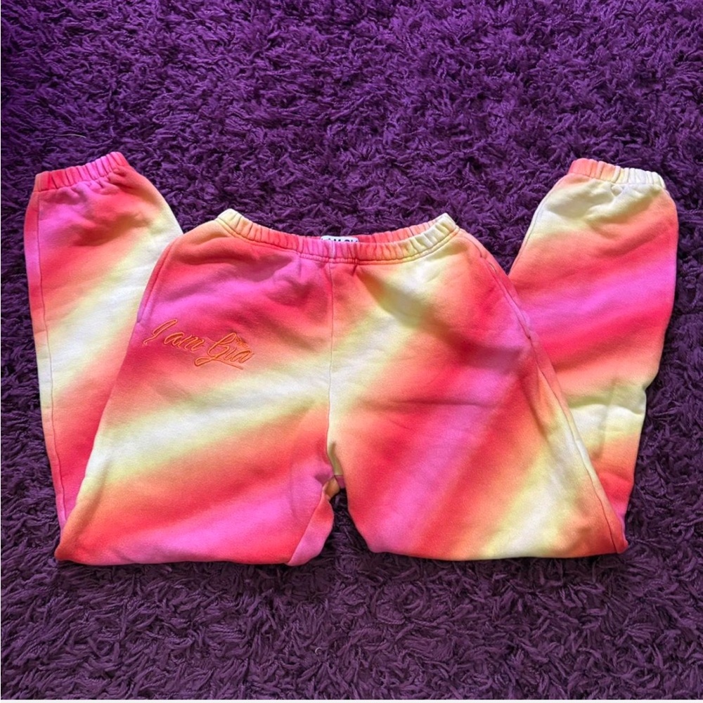 I.AM.GIA Pink and Yellow Tie-Dye Joggers